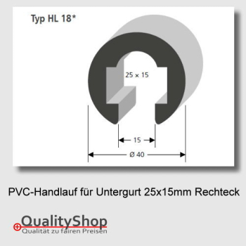 PVC Handlauf Typ. HL18 für Flachstahl 25x15mm